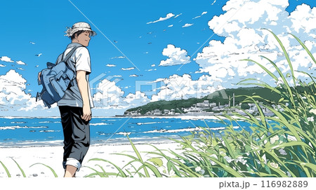 夏の終わりの海と空