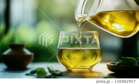グラスに注がれる緑茶 116982957