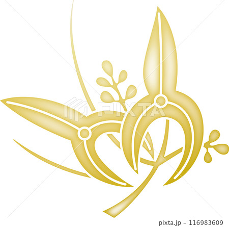 家紋　変り沢瀉蝶【金色】 116983609