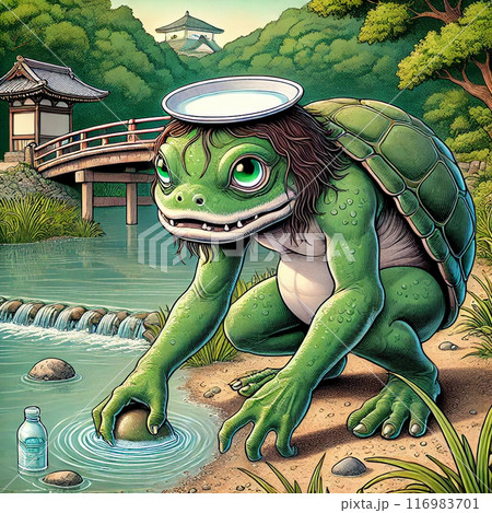 川で近くに住む日本の妖怪「河童」のイラスト素材 [116983701] - PIXTA