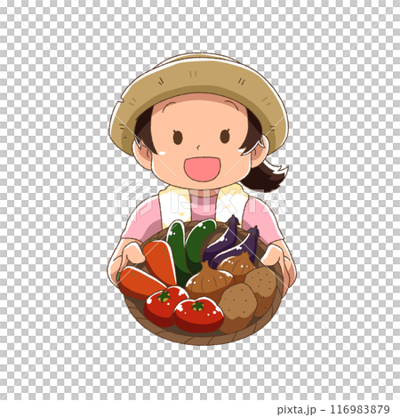 A woman holding cute vegetables A woman holding cute vegetables 116983879