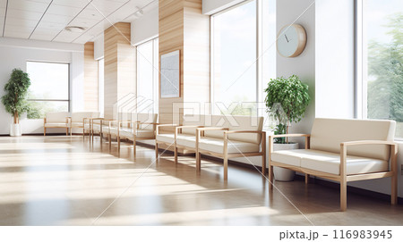 明るくナチュラルなインテリアの病院の待合室 116983945
