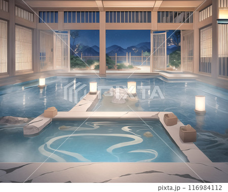 ホテルの温泉のある風景 116984112