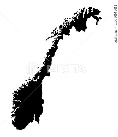 Black Silhouette of a norway Country land Map 116984981