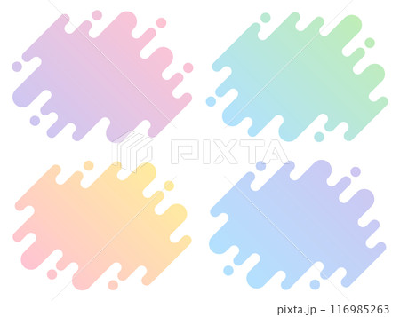 カラフルなグラデーションの斜めの波状のポップなラインのフレームセット 116985263