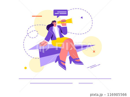 Business Leadership Vector Illustration with A Businessman Leader Helping the Team Develop Themselves to Achieve Success in a Flat Cartoon Background 116985566