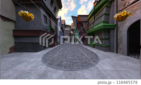 石畳のある街かど 116985578