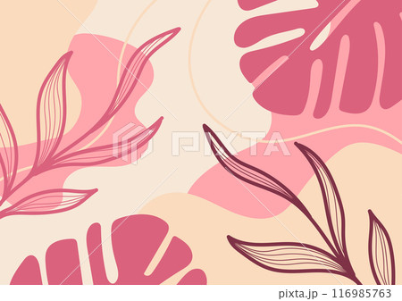 Tropical leaves plant pink organic design wallpaper background 116985763