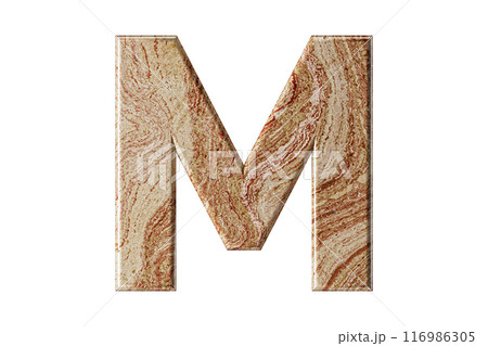 Letter sculpted from warm-toned marble, stands tall and elegant, a symbol of resilience and refinement. 116986305