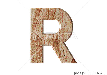 Letter sculpted from warm-toned marble, stands tall and elegant, a symbol of resilience and refinement. Letter sculpted from warm-toned marble, stands tall and elegant, a symbol of resilience and refinement. 116986320