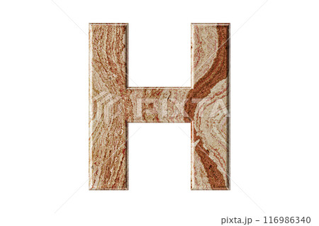 Letter sculpted from warm-toned marble, stands tall and elegant, a symbol of resilience and refinement. 116986340