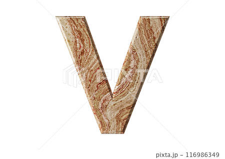 Letter sculpted from warm-toned marble, stands tall and elegant, a symbol of resilience and refinement. Letter sculpted from warm-toned marble, stands tall and elegant, a symbol of resilience and refinement. 116986349