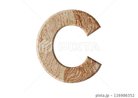 Letter sculpted from warm-toned marble, stands tall and elegant, a symbol of resilience and refinement. 116986352