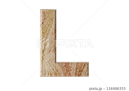 Letter sculpted from warm-toned marble, stands tall and elegant, a symbol of resilience and refinement. Letter sculpted from warm-toned marble, stands tall and elegant, a symbol of resilience and refinement. 116986355