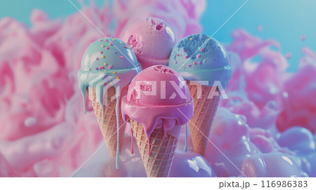 パステルカラーのアイスクリーム 116986383