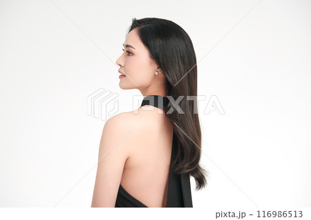 Beautiful young asian woman with clean fresh skin on white background, Face care, Facial treatment, Cosmetology, beauty and spa, Asian women portrait. 116986513