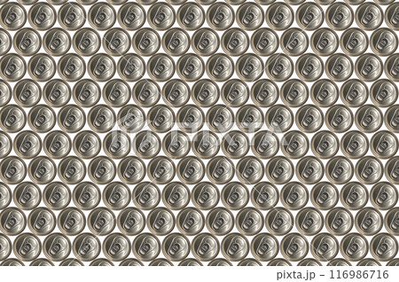 Tops of soda cans. Aluminum cans of soda background. 116986716