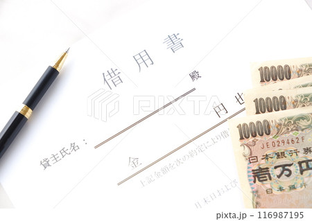 お金を借りる際に借用書を書く お金を借りる際に借用書を書く 116987195