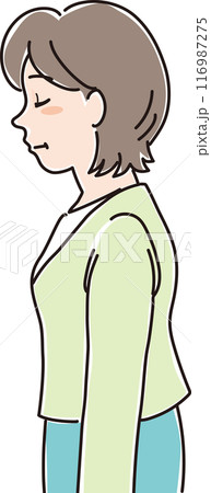 色々な年代の人物_横向き_目を閉じてうつむく_中年女性_40代_50代 色々な年代の人物_横向き_目を閉じてうつむく_中年女性_40代_50代 116987275