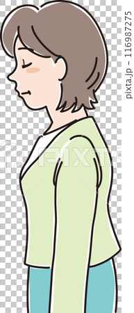 色々な年代の人物_横向き_目を閉じてうつむく_中年女性_40代_50代 色々な年代の人物_横向き_目を閉じてうつむく_中年女性_40代_50代 116987275