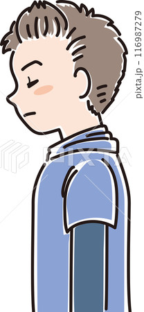 色々な年代の人物_横向き_目を閉じてうつむく_小学生_男の子_男児 116987279