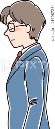 色々な年代の人物_横向き_目を閉じてうつむく_学生_高校生男子_男子学生 116987284