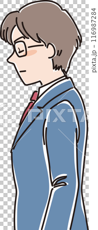 色々な年代の人物_横向き_目を閉じてうつむく_学生_高校生男子_男子学生 116987284