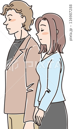 色々な年代の人物_横向き_目を閉じてうつむく_男女_夫婦_カップル_20代_30代 116987288