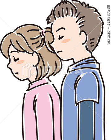 色々な年代の人物_横向き_目を閉じてうつむく_小学生男女_子ども 116987289