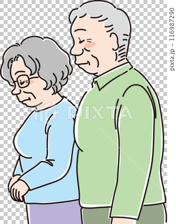 各年齡層的人_側身_閉眼低頭_老年夫婦_爺爺_奶奶 116987290