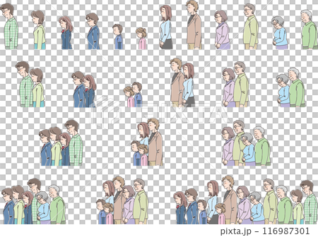 一組不同年齡層的人閉著眼睛側視和俯視 116987301