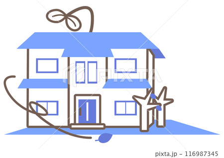 芽生えた若葉も枯れて廃れた不動産のイメージイラスト 116987345