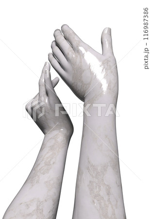 3D Two white marble hands 116987386