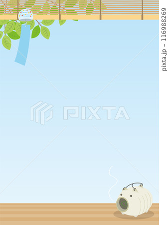 夏をイメージした風鈴と蚊取り線香の背景_縦 116988269