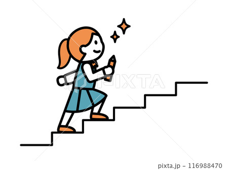 階段を上る高校生のイラスト 階段を上る高校生のイラスト 116988470