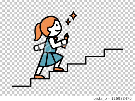 階段を上る高校生のイラスト 階段を上る高校生のイラスト 116988470