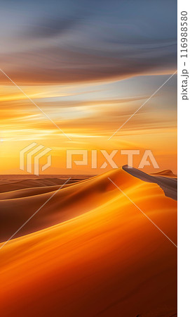 Dunes during sunset over the desert, vertical poster, earth ecosystems concept Dunes during sunset over the desert, vertical poster, earth ecosystems concept 116988580