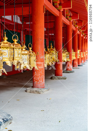 【奈良県】春日大社の回廊に並ぶたくさんの灯籠 116988794