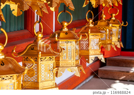 【奈良県】春日大社の回廊に並ぶたくさんの灯籠 116988824