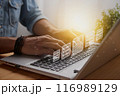 Casual Businessman and 1 Line Document Management System Concept 116989129
