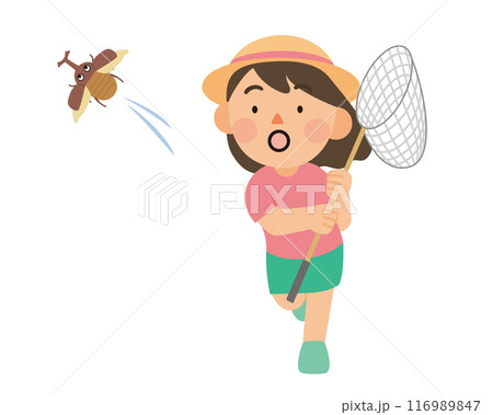 カブトムシを追いかける女の子 カブトムシを追いかける女の子 116989847