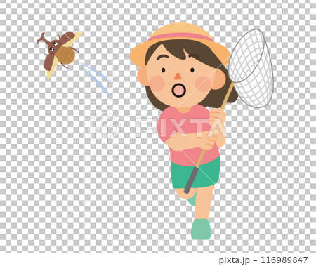 Girl chasing a beetle Girl chasing a beetle 116989847