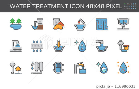 Water treatment vector icon,  industrial process for tap water supply. 116990033