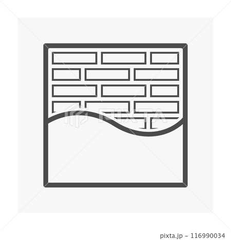 Brick wall and plastering vector icon, architecture and construction building. Brick wall and plastering vector icon, architecture and construction building. 116990034