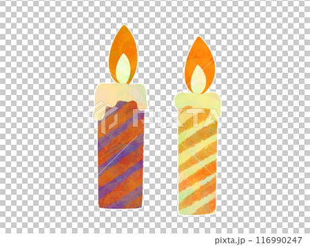 紅色和黃色蠟燭的插圖 116990247