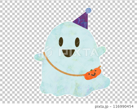 三角帽子をかぶった可愛いおばけのイラスト 116990454
