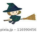 ほうきで飛ぶ魔女のイラスト 116990456