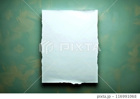 Empty white paper sheet isolated on green background 116991068
