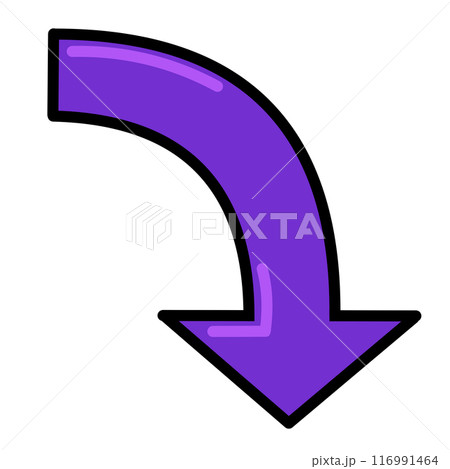 カーブする矢印2（紫）（線画・反射あり） 116991464