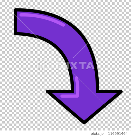 カーブする矢印2（紫）（線画・反射あり） 116991464